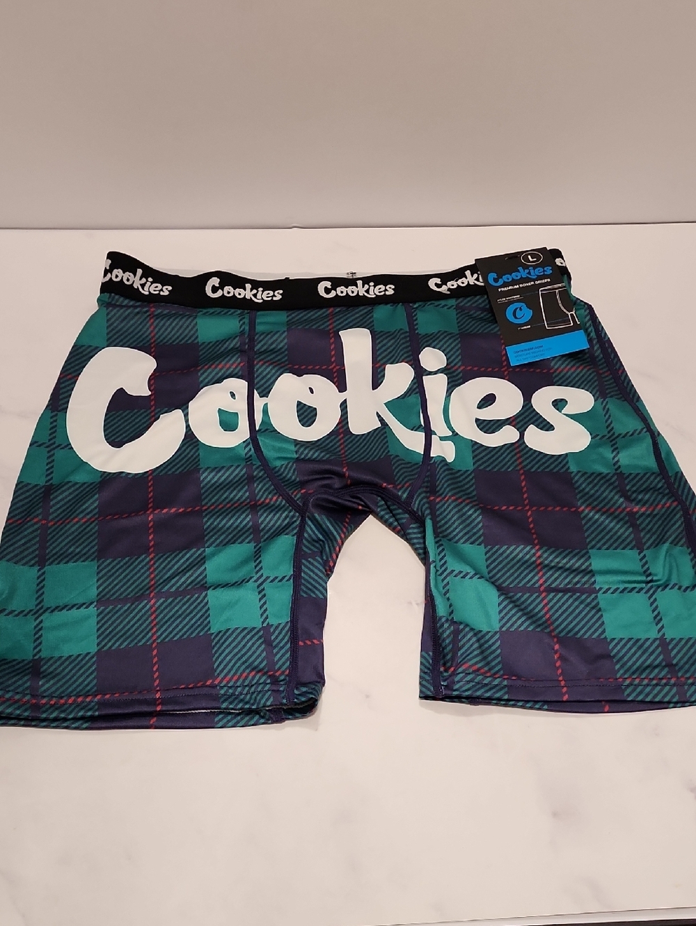 Cookies Plaid Boxer Briefs in Green & Blue Brand New